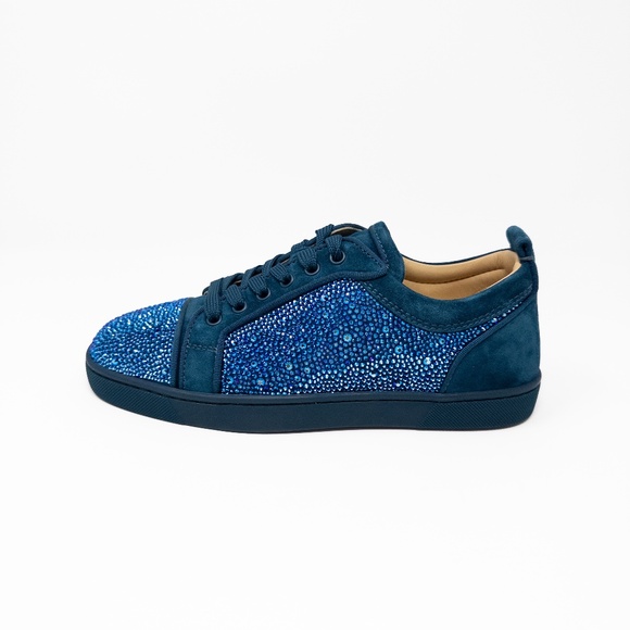 Christian Louboutin Shoes - Christian Louboutin Louis Junior Strass Low-Top Sneakers Crystal Teal Size 39 EU